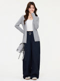 Grey Thin Long-Sleeved Knitted Jersey Coat Winter New Bottom With High-End Temperament Mid-Long Top Lady