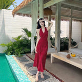 Pure Desire Sister In The Long Wave Dot Dress Women's Summer 2025 New Slimy Sexy Back Hanging Neck Dress