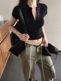 French Half-Necked Short-Sleeved T-Shirt Design Small Tight Body Slimming Hottie Short-Term Umbilized Top