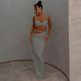 Spring/Summer 2025 New Slimming Half-Body Bust Dress Solid Color Sexy Suspension Dress Set