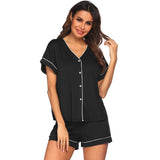 Summer Pajamas Set Short Sleeve Shorts Two-Piece Set Of Cardigans With Ms. Modele Homewear