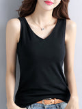 French Chic Cotton Black Vest Lady Suit With Small Slings Summer Sleeveless Tops Wearing Bottom Shirt