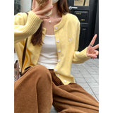 Red Round-Neck Long-Sleeved Knitted Shirt Women 2026 Autumn Embroidered Anco La Red Wearing Slim Top