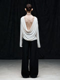 Showcase Personality Display Soft Glutinous Orchid Silk Ice-Scuffed Long-Sleeved Hooded Shirt