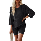 Dili Women's Clothing 2025 Spring And Summer Temperament Elegant Fashion Casual Long-Sleeved Short-Sleeved Trousers Set