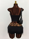 New Crash-Colored INS Leopard-Repair Sexy Hot Spicy Brae Blouse Shorts Suit