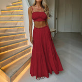 Dilu Leisure Vacation Sling Chest Half Skirt Two Sets Of Women's Clothing 2025 Spring And Summer