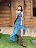 Design Sense Of Irregular Floral Sling Skirt 2026 Summer New Hot Babes Wind Mid-Rise Dress Tide