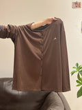 Unique Design Embroidered Round Collar Front Shoulder Long Sleeves Outside The Shirt Women's Early Autumn New Micropermeable Temperament Thin Top
