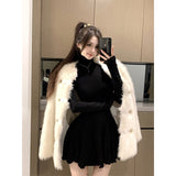 Pure Babes High-Necked Long-Sleeved Dress Women's Autumn And Winter New Waist-High Ponve Dress With Skinny Skirt Skirt Short Skirt