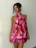 New Solid-Color Holiday Body Sexy Bare Back Hanging Waist Coat Pony Skirt Dress Dress Woman
