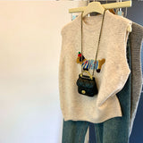 Early Autumn Wearing Cartoon Dachshund Dog Sleeveless Vest Knitted Women's Spring And Autumn Loose Folding Sweater Vest