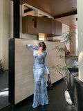 Pure Lusty Hollow Design V-Neck Dress Summer 2025 New Waist Thin Folding Layer Feel Long Dress