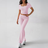 Dilu 2025 Spring/Summer Y2K Casual Sports Style Solid Color Exposed Umbilical T-Shirt Long Pants Suit Women's Clothing