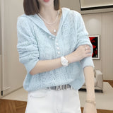 Advanced Sense Of Loose Long Sleeve Hooded Knitted Jersey Spring 2025 New Fashion Stylish Design Thin Sweater