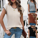 Dili 2025 Spring And Summer Top Women's Temperament Casual Short-Sleeved Sweater