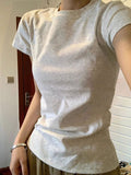 Positive Shoulder Basic T-Shirt Women's Short-Sleeved Summer 2025 New In-Bottom Shirt Small Retro Body Dress
