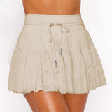 Hot Sales Sweet Fresh Fresh Solid Color Lace Mesh Splicing Skirts Anti-Walking Light Belt Seat Pants Skirt