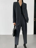 New V-Neck Minimalist Designer Suit Suit Suit Female Korean Version Of Harlan Pants Set