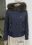 2025 Early Autumn Retro Removable Casual Hair Collar Short Denim Jacket + Hair Fashion Temperament
