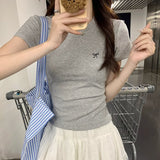 Spice Girls Shoulder Short-Sleeved T-Shirt Women 2026 Summer New Body Pure Tight Short Tea Style Top