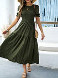 Dili Casual Holiday Windy Leaves Sleeves Waisted Women's Dress Women's Dress 2025 Spring And Summer