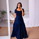 2025 Hot Sales Commuting Solid Color Collar To Pick Up The Stitched Long Dress Dress