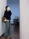 Korean Fake Two College Style Shirt Collar Sweater Women's Coat Spring And Autumn Polo Collar Lazi High Sense Knitted Open Shirt