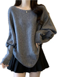 High-End Feel Gray Wears Gray Knitted Sweater Women's Autumn Dress Large Fat Mm Irregular Bat Sleeve Top
