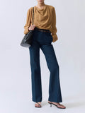 Multi-Season Wear With Fashionable Legs Elastic Imitation Denim Fabric Free Ironing Comfortable Retro Horn Trousers