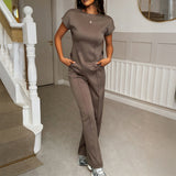 Holiday Short-Sleeved T-Shirt Casual Long Pants Two Sets Of Women's 2026 Summer