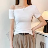 Spice Girls Collared Shoulder Alone Special To The Top Of The Women's Summer 2025 New Small Body To Wear Short-Sleeved T-Shirt
