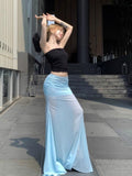 Seaside Net Dress Small Blue Dress Girl Summer Hot Girl Fishtail Skirt Temperament Ass Skirt Skirt