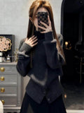 Old Money Wind High Collar Knitted Knitted Shirt Women's Autumn And Winter Bottom Waist Temperament Retro High-End Sweater Inside The Top