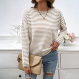 Dili 2025 Autumn/Winter Blouse Women's Temperament Casual Round-Neck Striped Sweater
