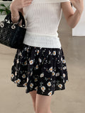 French Retro Black Floral Short Skirt 2026 Summer New High-Waist A-Word Tight Cake Skirt Small Half Skirt