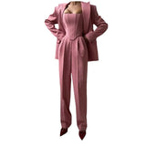 - 2025 Spring And Summer Women's Suit Fish Bone Suit Women's Jacket Belt Trousers 2025 New Spring