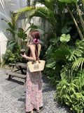 French Sexy Pink Crumped Dress Women Summer Bagg Hip Skirt Seaside Temperament Dress