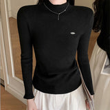 French Lace Half-High Collar Knitted Bottom Shirt Soft Soft Gentle Wind Sweater Women Autumn And Winter New Body Repair