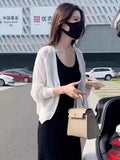 Ice Silk Thin Knitted Cardigan Women Wear 2025 New Outer Shawl Loose Short Small Coat