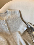 Soft-Gallow Light Gray Lace Lace Hem Spliced With Vest Women's Spring New Folding Loose Knitting Top