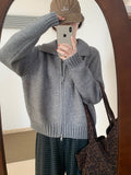 Exquisite And Loose Double Zipper Jumper 2025 Autumn New Korean Version Of The Long-Sleeved Knitted Inside The Top Woman