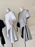 Irregular Open Fork Design Pure Cotton Short Sleeve T-Shirt Girl 2025 Spring And Summer Stew Pure Lust Hot Girl Bottom Shirt Top