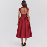 Spring 2025 French Pure Fashion Elegant Waist Thin Sleeveless Back Hollow Dress
