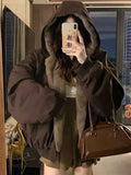 Mountain Carving Large-Size Retro Double-Sided Wear With Velvet Hooded Coat Women Winter Loose Warm Top