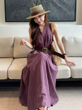 Pure Temperament Hanging Neck V-Neck Dress Women's Summer 2026 New Waist-Skinny Fashion High-End Vest Dress