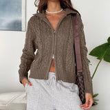 Dili Leisure Commuting Wind Long-Sleeved Pure Color Sweater Women's Wool Weaving Women's Clothing 2025 Autumn And Winter