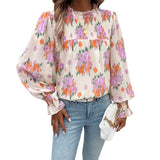 Dili R & D Design Flower Shirt Print Top 2026 Spring And Summer Temperament Elegant Double-Layer Women's Clothing