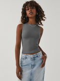 New Y2K Sexy Umbilical Women's Sleeveless Round-Necked Hand-Over Bm Top