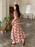French Red V-Neck Bubble-Sleeved Dress Women's Summer 2026 New Waist Thin A-Character Temperament Dress